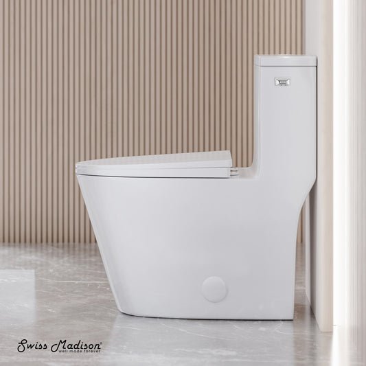 Dreux One-Piece 12" Rough-in 1.28 GPF Right Flush Elongated Toilet in Glossy White (6 - Pack)